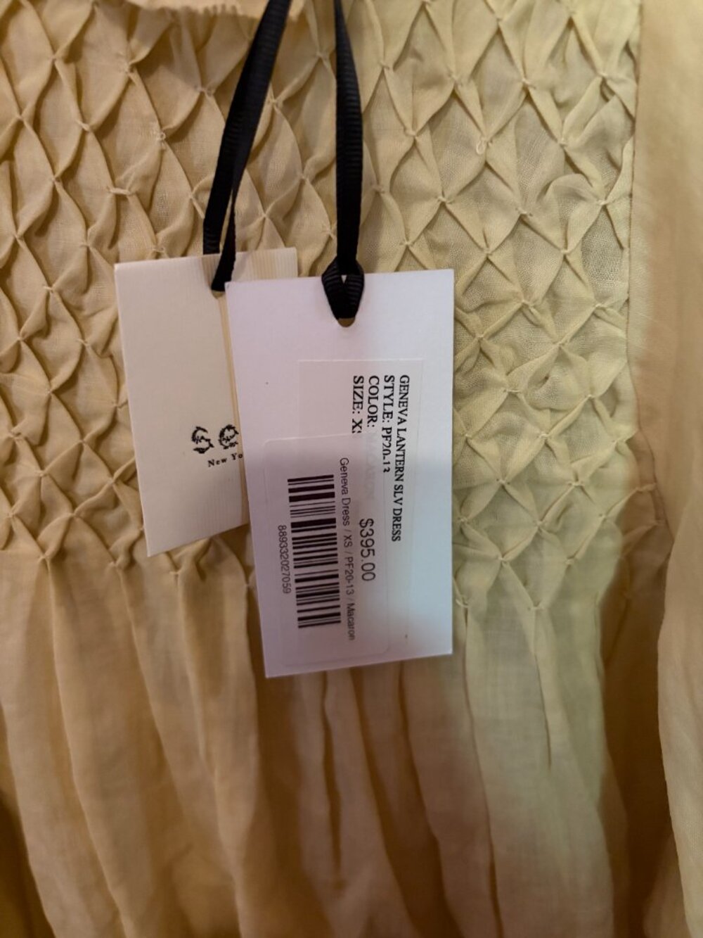 NWT Sea NY Geneva Balloon Sleeve Cream Light Yellow Dress XS - Picture 6 of 7